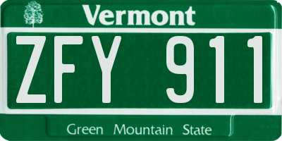 VT license plate ZFY911
