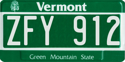 VT license plate ZFY912