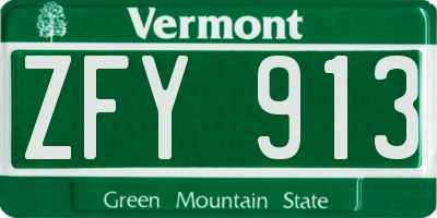 VT license plate ZFY913