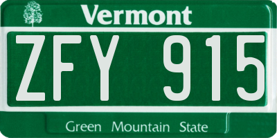 VT license plate ZFY915