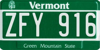 VT license plate ZFY916
