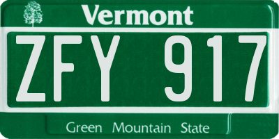 VT license plate ZFY917