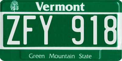 VT license plate ZFY918