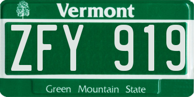 VT license plate ZFY919