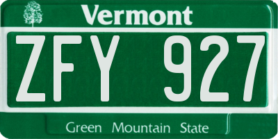 VT license plate ZFY927