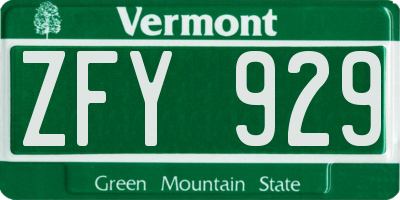 VT license plate ZFY929