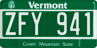 VT license plate ZFY941