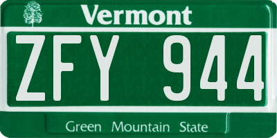 VT license plate ZFY944