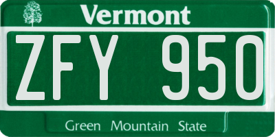 VT license plate ZFY950