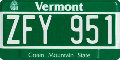 VT license plate ZFY951
