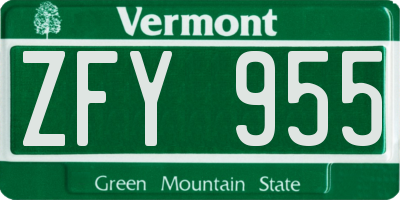 VT license plate ZFY955