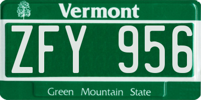 VT license plate ZFY956