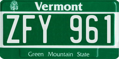 VT license plate ZFY961
