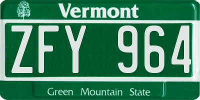 VT license plate ZFY964