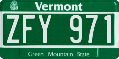 VT license plate ZFY971