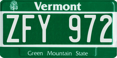 VT license plate ZFY972