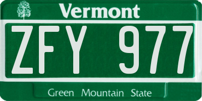 VT license plate ZFY977