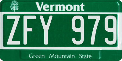 VT license plate ZFY979