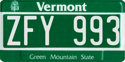 VT license plate ZFY993