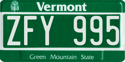 VT license plate ZFY995