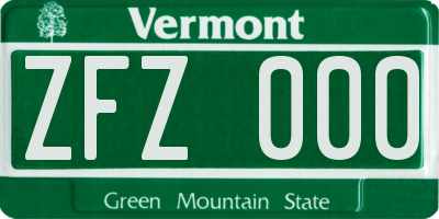 VT license plate ZFZ000