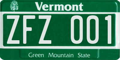 VT license plate ZFZ001
