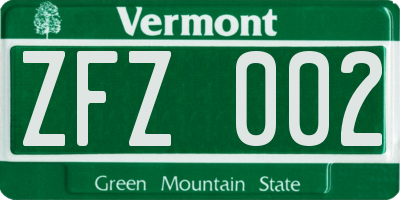 VT license plate ZFZ002