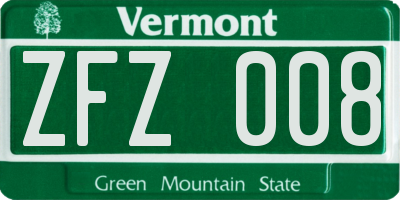 VT license plate ZFZ008