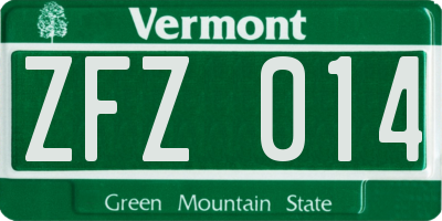 VT license plate ZFZ014