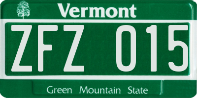 VT license plate ZFZ015