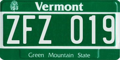 VT license plate ZFZ019