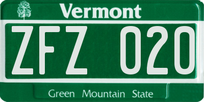 VT license plate ZFZ020