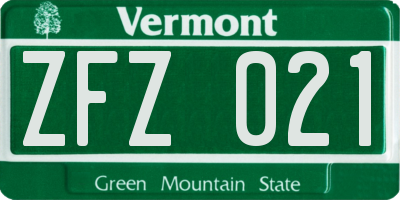 VT license plate ZFZ021