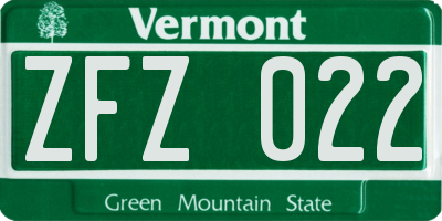 VT license plate ZFZ022