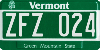 VT license plate ZFZ024