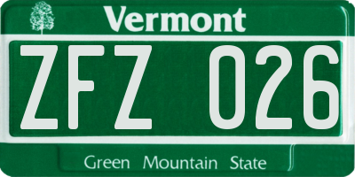 VT license plate ZFZ026
