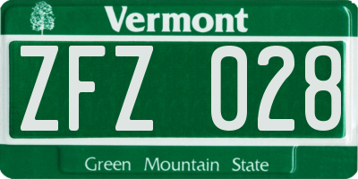 VT license plate ZFZ028