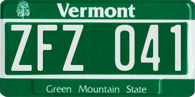 VT license plate ZFZ041