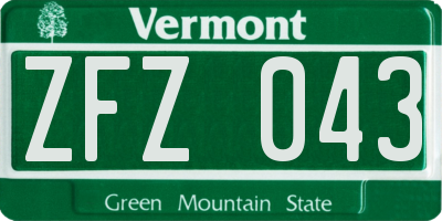 VT license plate ZFZ043