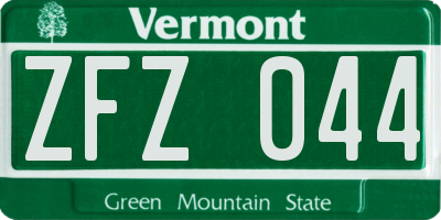 VT license plate ZFZ044