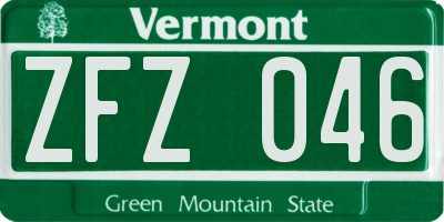 VT license plate ZFZ046