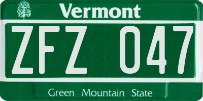 VT license plate ZFZ047