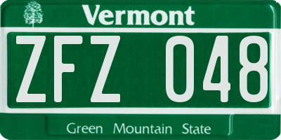 VT license plate ZFZ048