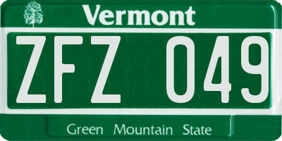 VT license plate ZFZ049