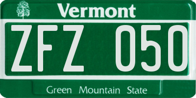 VT license plate ZFZ050