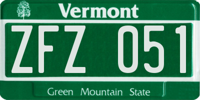 VT license plate ZFZ051