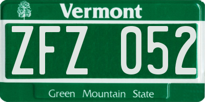 VT license plate ZFZ052