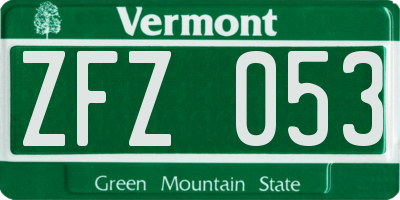 VT license plate ZFZ053