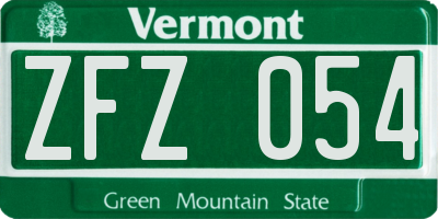 VT license plate ZFZ054