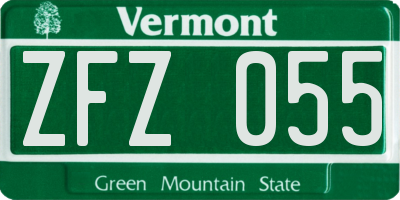VT license plate ZFZ055